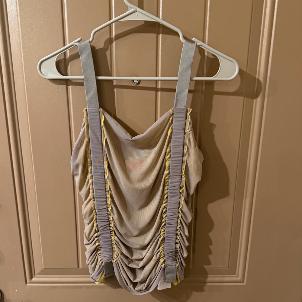 Diesel Gray and Yellow Ruched Camisole